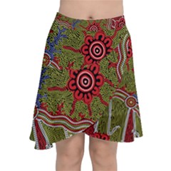 Authentic Aboriginal Art - Connections Chiffon Wrap Front Skirt by hogartharts