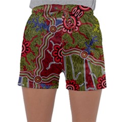 Authentic Aboriginal Art - Connections Sleepwear Shorts by hogartharts