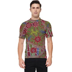 Authentic Aboriginal Art - Connections Men s Short Sleeve Rash Guard by hogartharts