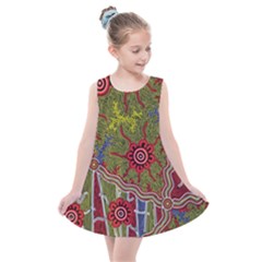 Authentic Aboriginal Art - Connections Kids  Summer Dress by hogartharts