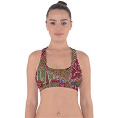 Authentic Aboriginal Art - Connections Cross Back Hipster Bikini Top  by hogartharts