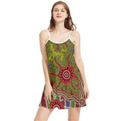 Authentic Aboriginal Art - Connections Summer Frill Dress by hogartharts