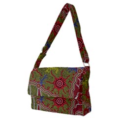 Authentic Aboriginal Art - Connections Full Print Messenger Bag (m) by hogartharts