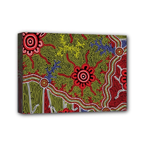 Authentic Aboriginal Art - Connections Mini Canvas 7  X 5  (stretched) by hogartharts