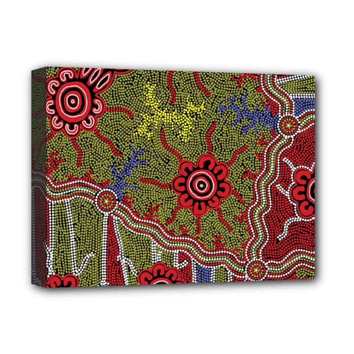 Authentic Aboriginal Art - Connections Deluxe Canvas 16  x 12  (Stretched) 