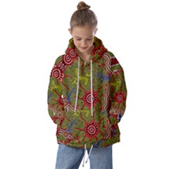 Authentic Aboriginal Art - Connections Kids  Oversized Hoodie