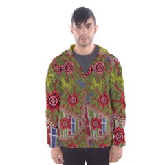 Authentic Aboriginal Art - Connections Men s Hooded Windbreaker