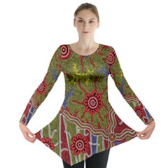 Authentic Aboriginal Art - Connections Long Sleeve Tunic  by hogartharts