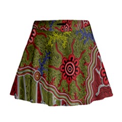 Authentic Aboriginal Art - Connections Mini Flare Skirt by hogartharts