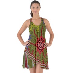 Authentic Aboriginal Art - Connections Show Some Back Chiffon Dress by hogartharts