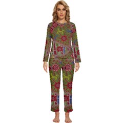 Authentic Aboriginal Art - Connections Womens  Long Sleeve Lightweight Pajamas Set by hogartharts