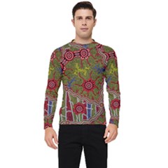 Authentic Aboriginal Art - Connections Men s Long Sleeve Rash Guard by hogartharts