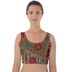 Authentic Aboriginal Art - Connections Velvet Crop Top by hogartharts