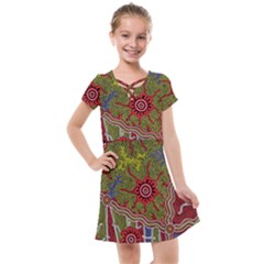 Authentic Aboriginal Art - Connections Kids  Cross Web Dress by hogartharts