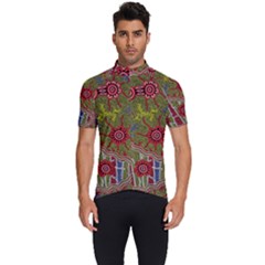 Authentic Aboriginal Art - Connections Men s Short Sleeve Cycling Jersey by hogartharts