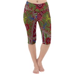 Authentic Aboriginal Art - Connections Lightweight Velour Cropped Yoga Leggings by hogartharts