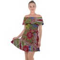 Authentic Aboriginal Art - Connections Off Shoulder Velour Dress View1