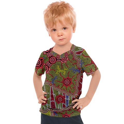 Authentic Aboriginal Art - Connections Kids  Sports T-shirt by hogartharts