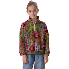 Authentic Aboriginal Art - Connections Kids  Half Zip Hoodie