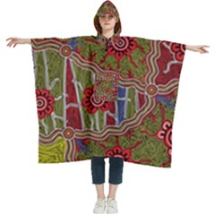 Authentic Aboriginal Art - Connections Women s Hooded Rain Ponchos by hogartharts