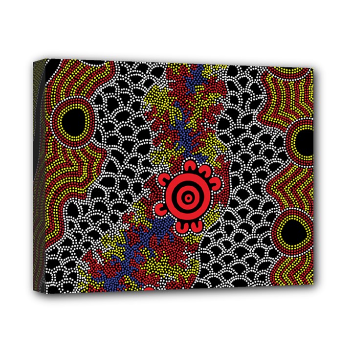 Authentic Aboriginal Art - Gathering Canvas 10  x 8  (Stretched)