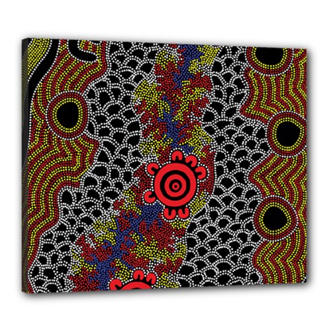 Authentic Aboriginal Art - Gathering Canvas 24  X 20  (stretched) by hogartharts