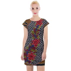 Authentic Aboriginal Art - Gathering Cap Sleeve Bodycon Dress by hogartharts