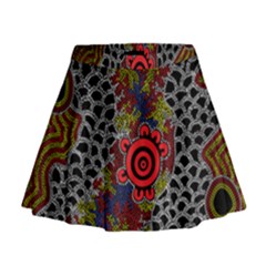 Authentic Aboriginal Art - Gathering Mini Flare Skirt by hogartharts