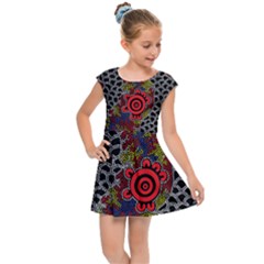 Authentic Aboriginal Art - Gathering Kids  Cap Sleeve Dress by hogartharts