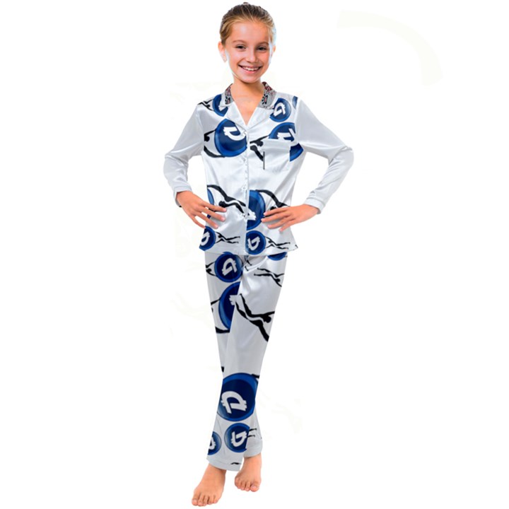 IMFD DGB 3 Kids  Satin Long Sleeve Pajamas Set