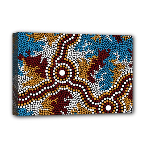 Authentic Aboriginal Art - Wetland Dreaming Deluxe Canvas 18  X 12  (stretched) by hogartharts