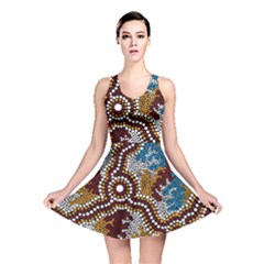 Authentic Aboriginal Art - Wetland Dreaming Reversible Skater Dress by hogartharts