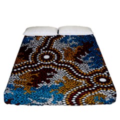 Authentic Aboriginal Art - Wetland Dreaming Fitted Sheet (queen Size) by hogartharts