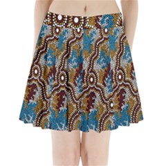 Authentic Aboriginal Art - Wetland Dreaming Pleated Mini Skirt