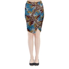 Authentic Aboriginal Art - Wetland Dreaming Midi Wrap Pencil Skirt by hogartharts