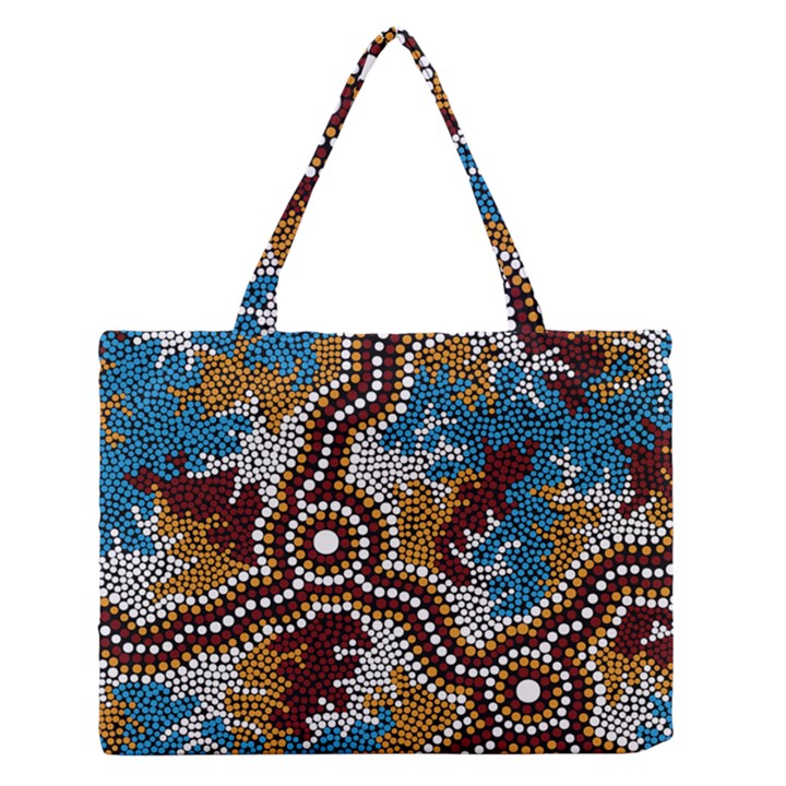 Authentic Aboriginal Art - Wetland Dreaming Zipper Medium Tote Bag