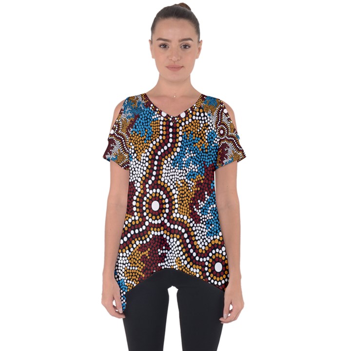 Authentic Aboriginal Art - Wetland Dreaming Cut Out Side Drop T-Shirt