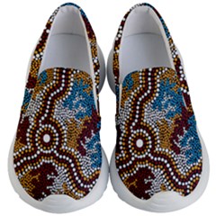 Authentic Aboriginal Art - Wetland Dreaming Kids Lightweight Slip Ons