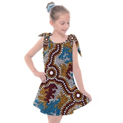 Authentic Aboriginal Art - Wetland Dreaming Kids  Tie Up Tunic Dress by hogartharts