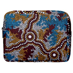 Authentic Aboriginal Art - Wetland Dreaming Make Up Pouch (large) by hogartharts