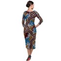 Authentic Aboriginal Art - Wetland Dreaming Quarter Sleeve Midi Velour Bodycon Dress View2