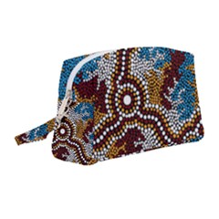 Authentic Aboriginal Art - Wetland Dreaming Wristlet Pouch Bag (medium) by hogartharts