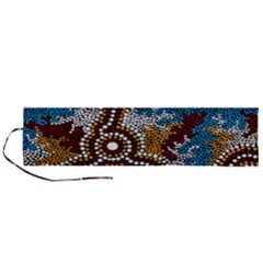 Authentic Aboriginal Art - Wetland Dreaming Roll Up Canvas Pencil Holder (l) by hogartharts