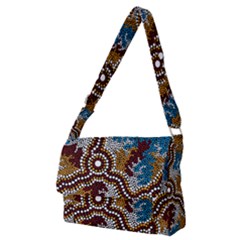 Authentic Aboriginal Art - Wetland Dreaming Full Print Messenger Bag (m) by hogartharts