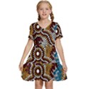 Authentic Aboriginal Art - Wetland Dreaming Kids  Short Sleeve Tiered Mini Dress View1