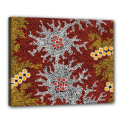 Authentic Aboriginal Art - Bushland Dreaming Canvas 20  X 16  (stretched) by hogartharts