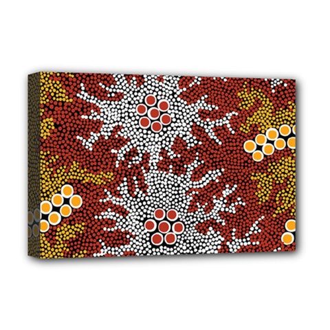 Authentic Aboriginal Art - Bushland Dreaming Deluxe Canvas 18  X 12  (stretched) by hogartharts