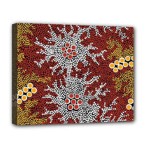 Authentic Aboriginal Art - Bushland Dreaming Deluxe Canvas 20  X 16  (stretched) by hogartharts