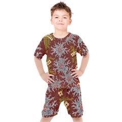 Authentic Aboriginal Art - Bushland Dreaming Kids  T-shirt And Shorts Set by hogartharts