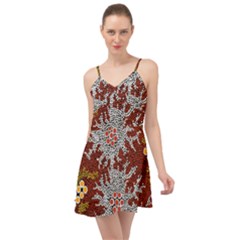 Authentic Aboriginal Art - Bushland Dreaming Summer Time Chiffon Dress by hogartharts